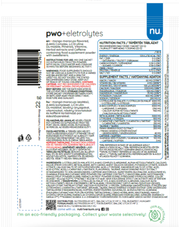 PWO + ELETTROLITI Monodose (22gr) - immagine 4