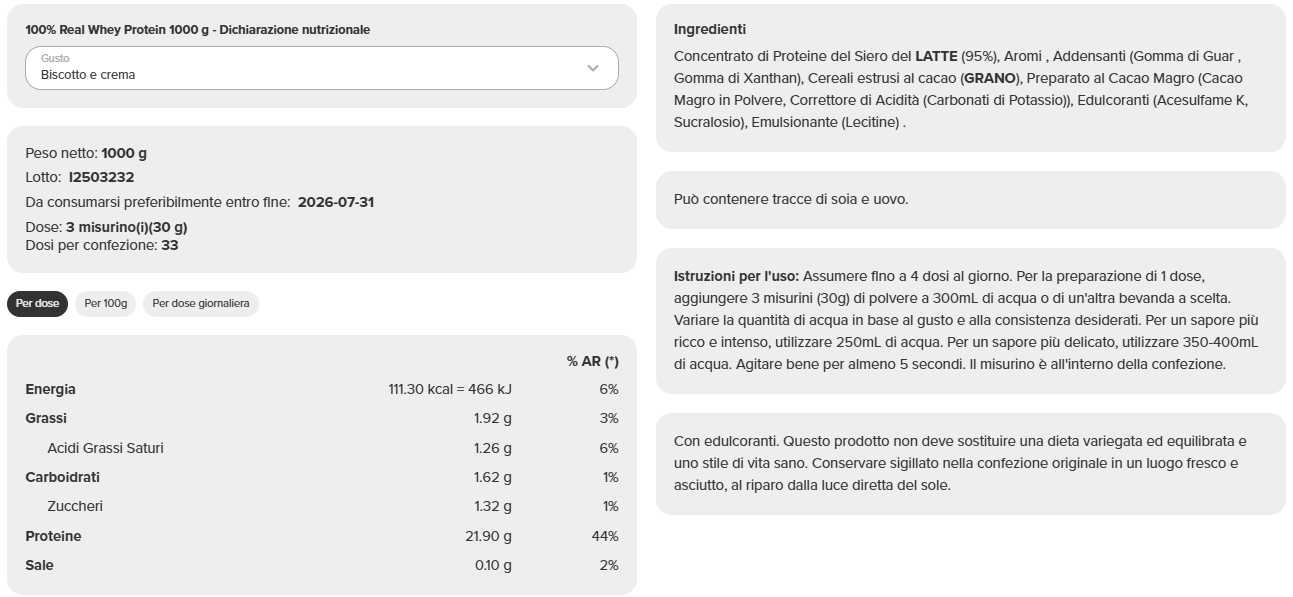 100% Real Whey Protein (1 kg) - immagine 21