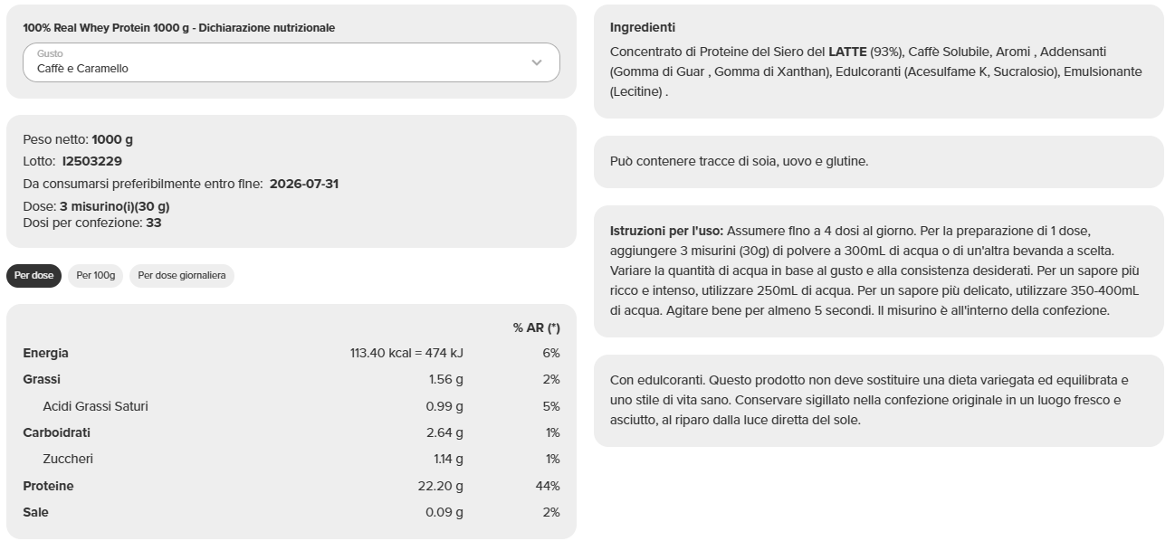 100% Real Whey Protein (1 kg) - immagine 23