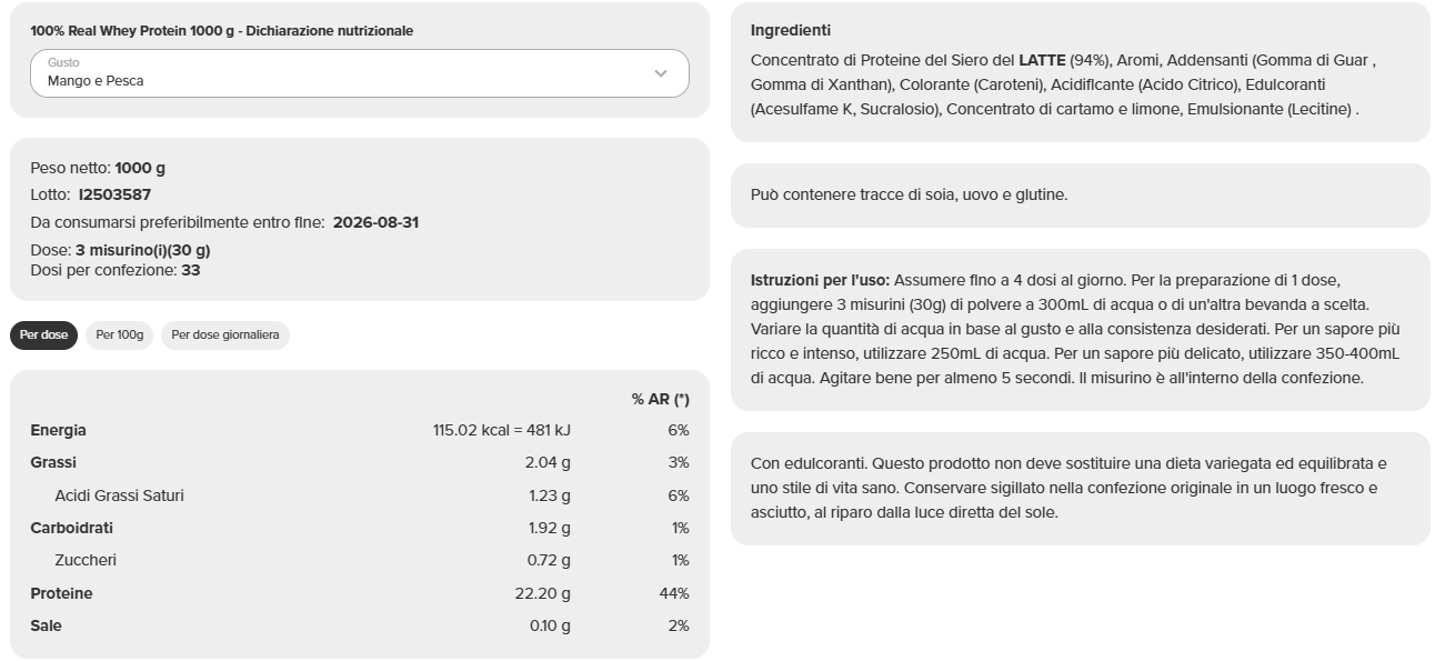 100% Real Whey Protein (1 kg) - immagine 34