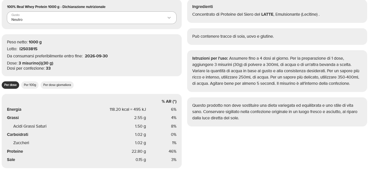 100% Real Whey Protein (1 kg) - immagine 35