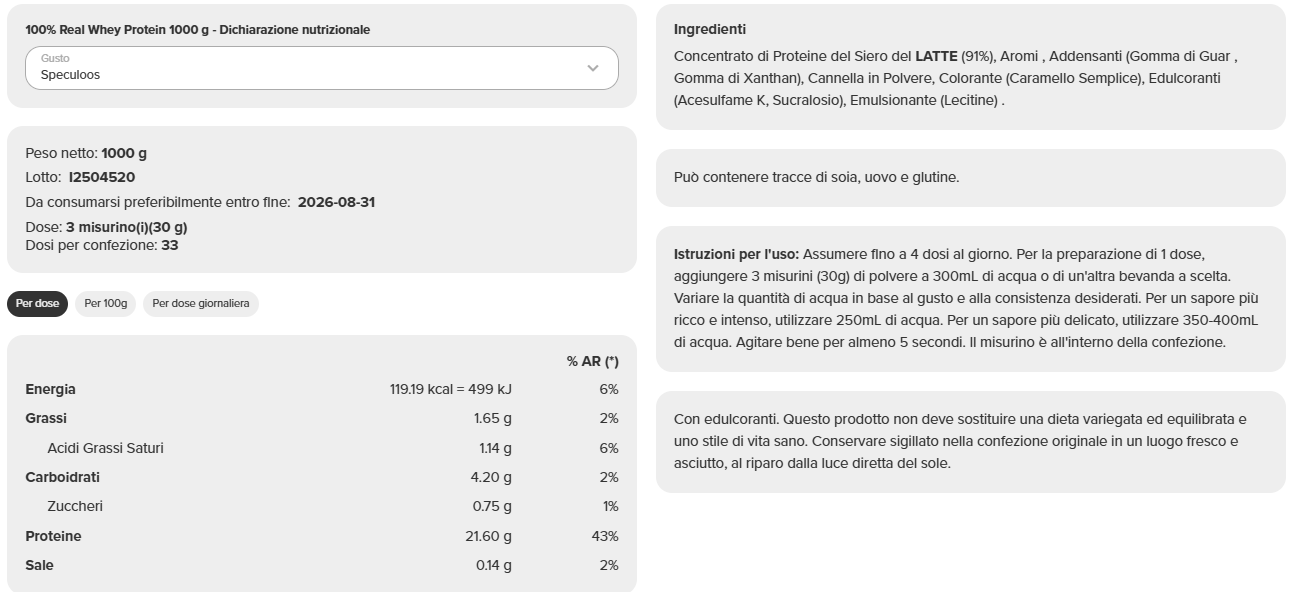 100% Real Whey Protein (1 kg) - immagine 36