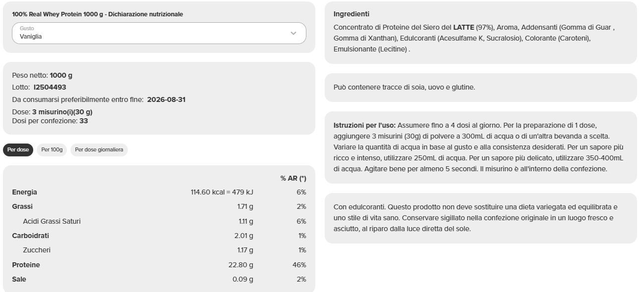 100% Real Whey Protein (1 kg) - immagine 38
