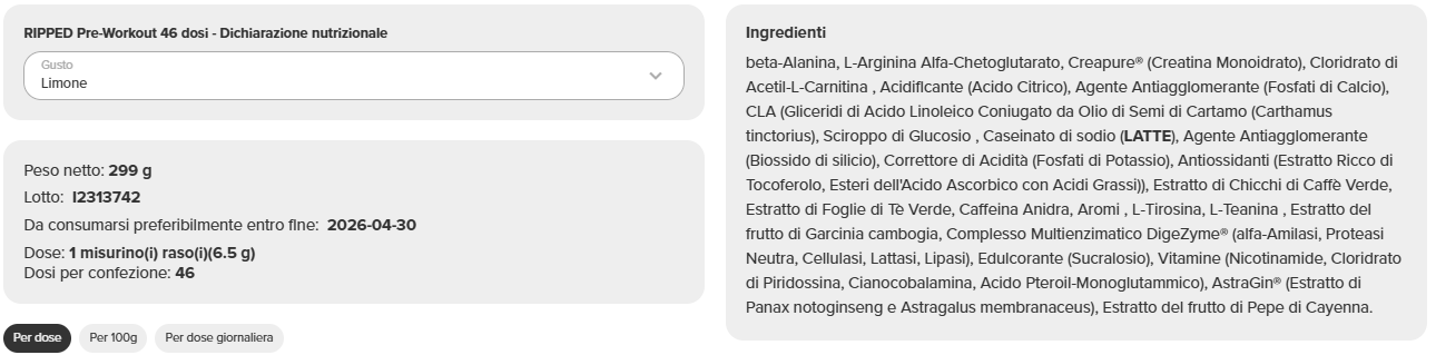 RIPPED Pre-Workout (46 dosi) - immagine 6