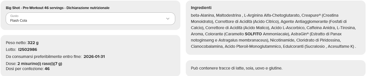 Big Shot - Pre-Workout (46 porzioni) - immagine 8