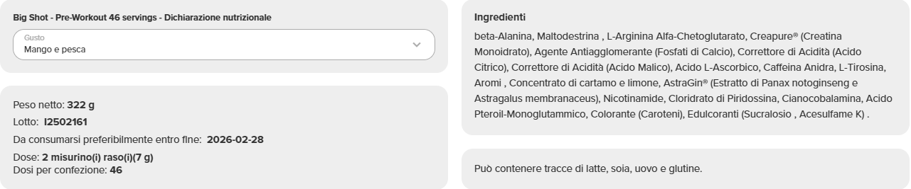 Big Shot - Pre-Workout (46 porzioni) - immagine 10
