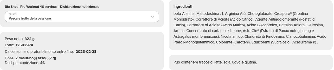Big Shot - Pre-Workout (46 porzioni) - immagine 12
