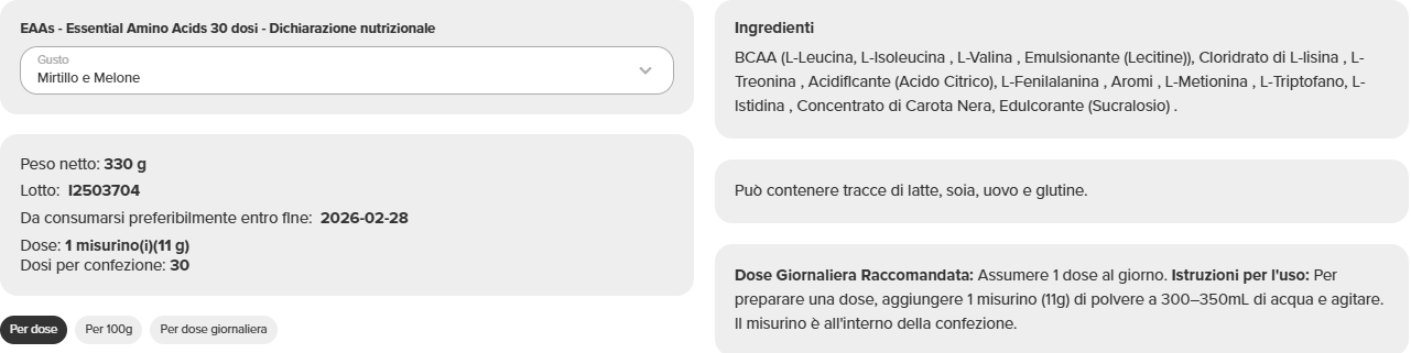 EAAs - Essential Amino Acids (30 dosi) - immagine 12