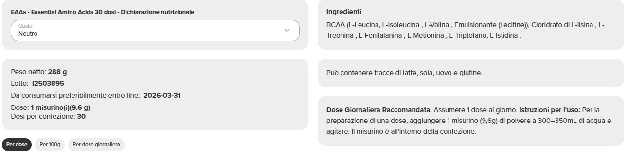 EAAs - Essential Amino Acids (30 dosi) - immagine 13