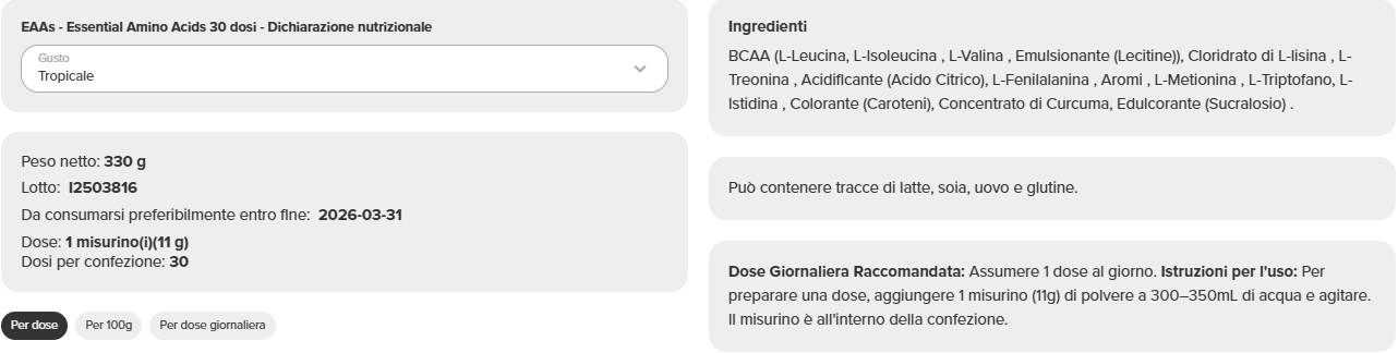 EAAs - Essential Amino Acids (30 dosi) - immagine 14
